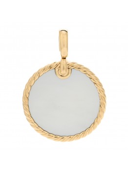 18K Yellow Gold Black Onyx Mother of Pearl Elements Disc Pendant