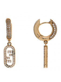 Metal Crystal O'Lock Huggie Earrings Gold