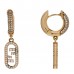 Metal Crystal O'Lock Huggie Earrings Gold