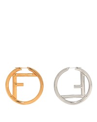 Metal FF Hoop Earrings Gold Silver