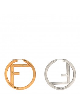 Metal FF Hoop Earrings Gold Silver