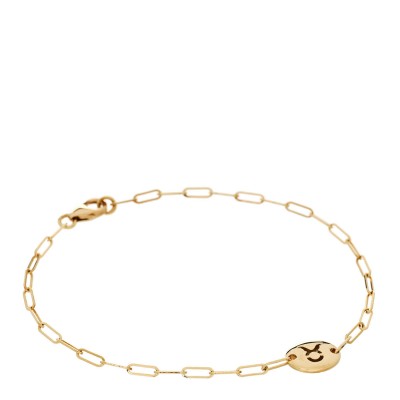 18K Yellow Gold Zodiac Taurus Chain Bracelet