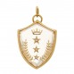 18K Yellow Gold Diamond Quartz Large Per Aspera Ad Astra Sealed Gemstone Crest Pendant