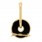 18K Yellow Gold Diamond Champleve Enamel Arrow Dream Champleve Symbol Disk Petite Fob Link Single Earring Black