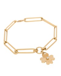 18K Yellow Gold Diamond Clover Extended Clip Chain Bracelet