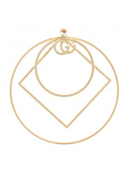 18K Yellow Gold Running G Square Round Single Earring