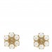 Metal Pearl Double G Clip On Earrings Aged Gold