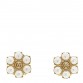 Metal Pearl Double G Clip On Earrings Aged Gold