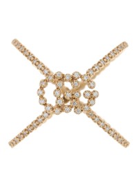 18K Yellow Gold Diamond Running G Cross Pave Ring 56 7.5