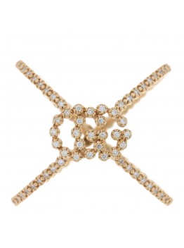 18K Yellow Gold Diamond Running G Cross Pave Ring 56 7.5