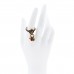 Metal Glass Bead Lion Head GG Ring M Aged Gold Multicolor