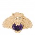18K Yellow Gold Diamond Amethyst Lion Head Ring 52 6