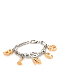 X BALENCIAGA Crystal The Hacker Charm Bracelet Silver Gold