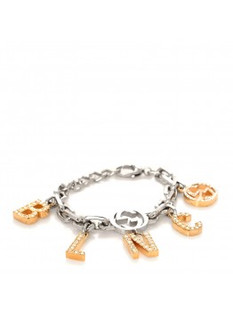 X BALENCIAGA Crystal The Hacker Charm Bracelet Silver Gold
