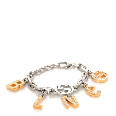 X BALENCIAGA Crystal The Hacker Charm Bracelet Silver Gold