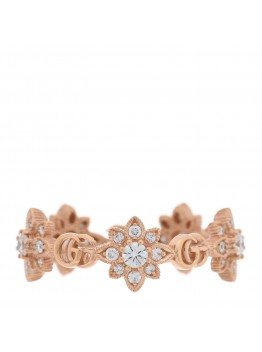 18K Rose Gold Diamond Flora Band Ring 53 6.5
