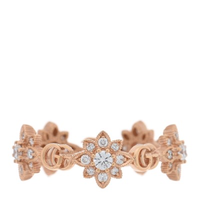 18K Rose Gold Diamond Flora Band Ring 53 6.5