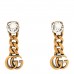 Metal Crystal Double G Chain Drop Earrings Aged Gold