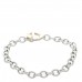 Stainless Steel 18K Yellow Gold Monogram Toggle Clasp Bracelet