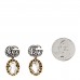 Metal Crystal Double G Drop Earrings Aged Gold