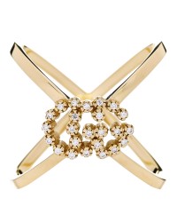 18K Yellow Gold Diamond Running G Cross Ring 50 5.25