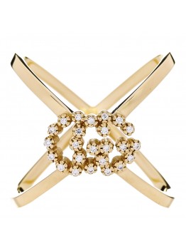 18K Yellow Gold Diamond Running G Cross Ring 50 5.25