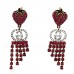 Metal Crystal Interlocking G Strawberry Drop Earrings Red
