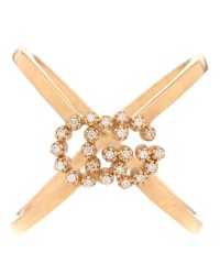 18K Yellow Gold Diamond Running G Cross Ring 51 5.75