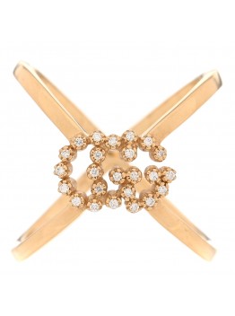 18K Yellow Gold Diamond Running G Cross Ring 51 5.75