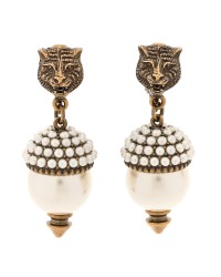 Metal Pearl Clip On Earrings Aged Gold