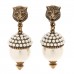 Metal Pearl Clip On Earrings Aged Gold