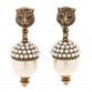 Metal Pearl Clip On Earrings Aged Gold