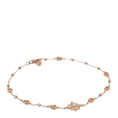 18K Rose Gold Diamond GG Flora Station Bracelet
