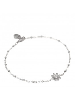 18K White Gold Diamond Flora Station Bracelet