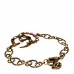 Oxidized Metal Crystal Double G Bracelet Aged Gold Multicolor