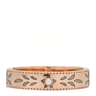 18K Rose Gold Enamel Diamaond 4mm Icon Blooms Ring 50 5.5