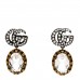 Metal Crystal Double G Drop Earrings Aged Gold