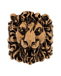 Metal Crystal Lion Head Ring 63 10.25 Aged Gold