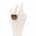Metal Crystal Lion Head Ring 63 10.25 Aged Gold