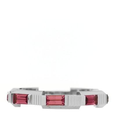 18K White Gold Rubellite Narrow Link to Love Ring 52 6