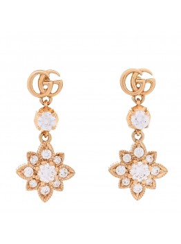 18K Rose Gold Diamond Flora Drop Earrings