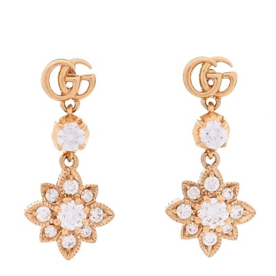 18K Rose Gold Diamond Flora Drop Earrings
