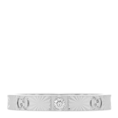 18K White Gold Diamond Icon Heart Band Ring 54 7