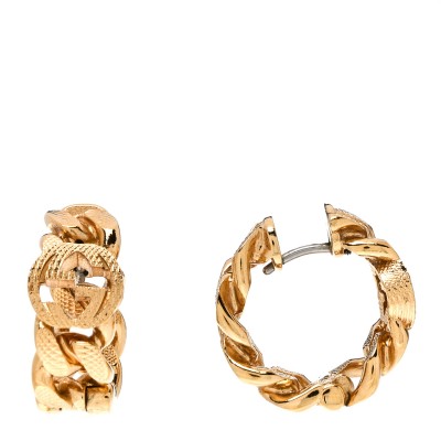 Metal Interlocking G Gourmette Chain Hoop Earrings Gold