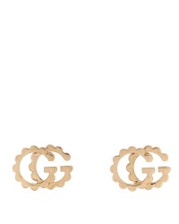 18K Yellow Gold Running G Scalloped Stud Earrings