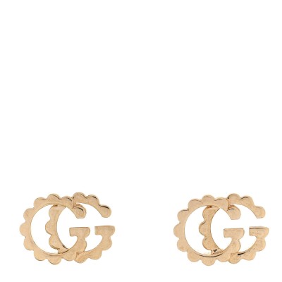 18K Yellow Gold Running G Scalloped Stud Earrings