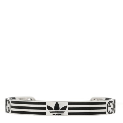 X ADIDAS Sterling Silver Enamel Cuff Bracelet 17 Black