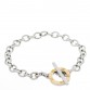 Stainless Steel 18K Yellow Gold Monogram Toggle Clasp Bracelet