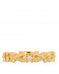 18K Yellow Gold Diamond Flora Band Ring 53 6.25