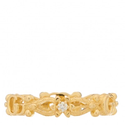 18K Yellow Gold Diamond Flora Band Ring 53 6.25